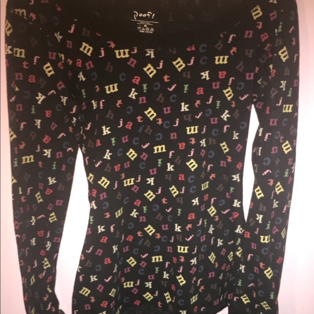 Black Long Sleeve Tee with Printed Muti Numbers